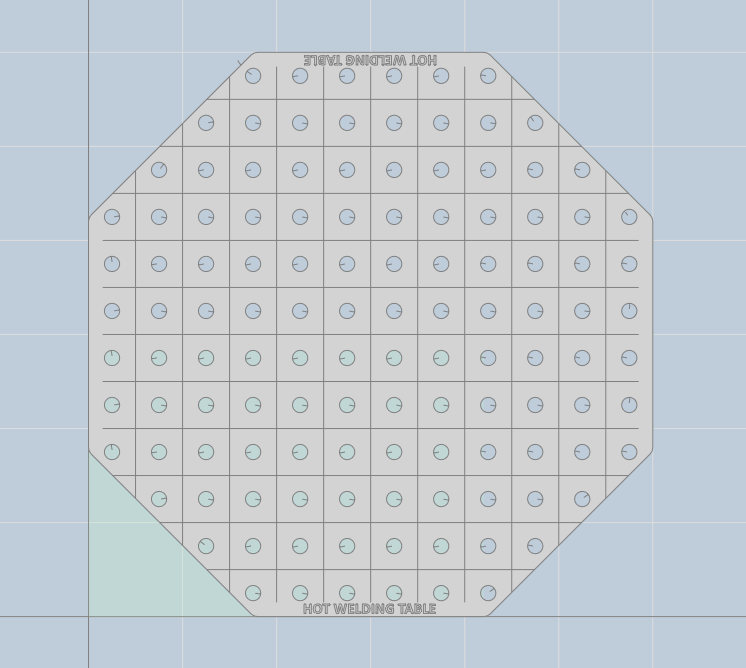 Achtkant Lochplatte D16 600 mm 8 mm – kompakte System-16-Arbeitsplatte mit 50x50 Lochraster für präzise Spann- und Schweißanwendungen