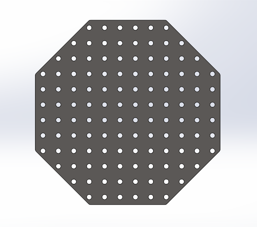 Achtkant Lochplatte D16 600 mm 8 mm – kompakte System-16-Arbeitsplatte mit 50x50 Lochraster für präzise Spann- und Schweißanwendungen