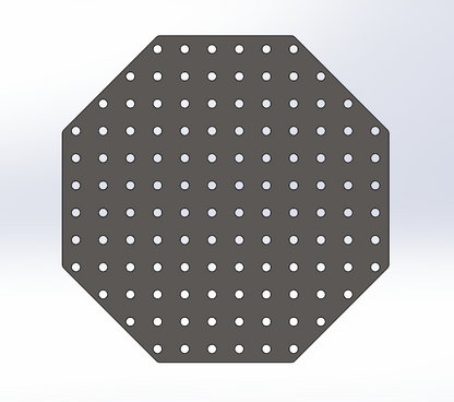 Achtkant Lochplatte D16 600 mm 8 mm – kompakte System-16-Arbeitsplatte mit 50x50 Lochraster für präzise Spann- und Schweißanwendungen