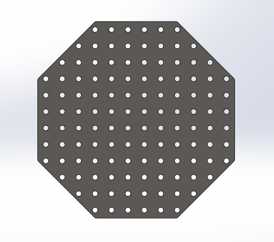 Achtkant Lochplatte D16 600 mm 8 mm – kompakte System-16-Arbeitsplatte mit 50x50 Lochraster für präzise Spann- und Schweißanwendungen