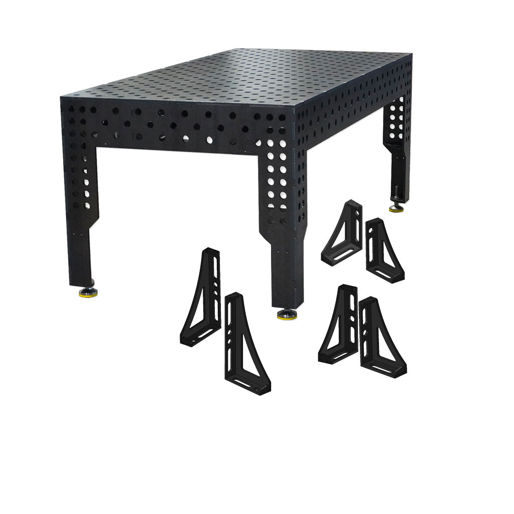 3D Schweißtisch PREMIUM D28 – 2400 × 1200 × 200 mm | 12 mm stark (6-tlg. VSpannwinkel-Set optional)