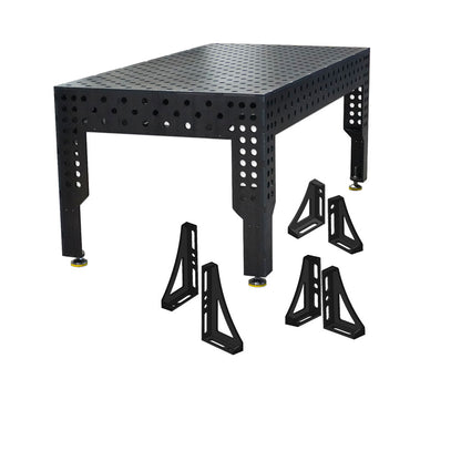 3D Schweißtisch PREMIUM D28 – 2400 × 1200 × 200 mm | 12 mm stark (6-tlg. VSpannwinkel-Set optional)