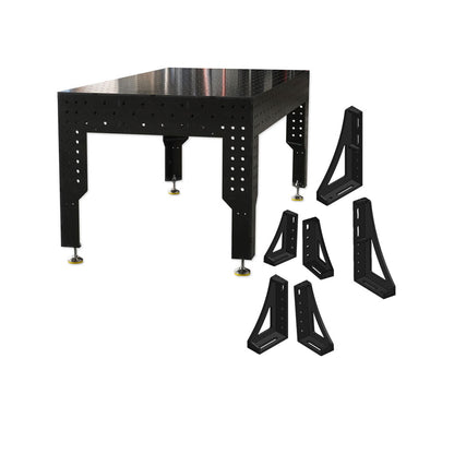 3D Schweißtisch PREMIUM D16 – 2000 × 1000 × 200 mm | 12 mm stark (6-tlg. Spannwinkel-Set optional)