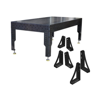 3D Schweißtisch PREMIUM D28 – 2000 × 1000 × 200 mm | 12 mm stark (6-tlg. Spannwinkel-Set optional)