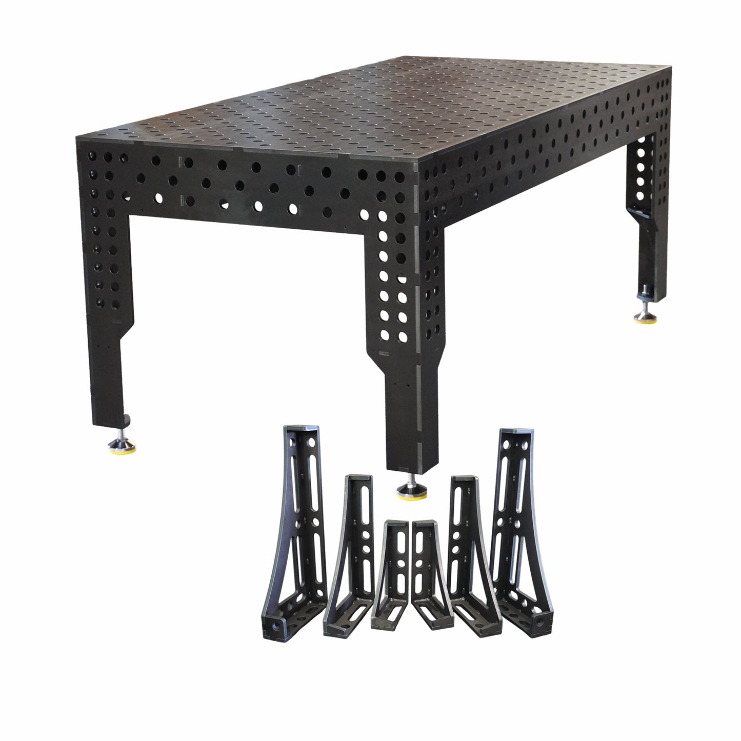 3D Schweißtisch PREMIUM D28 – 2000 × 1000 × 200 mm | 12 mm - Konfigurierbar mit 6-tlg. Spannwinkel-Set 300, 450 und 600 mm