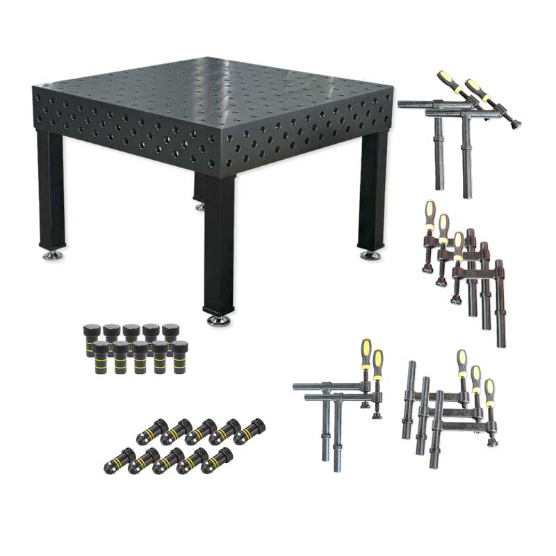3D Schweißtisch PROFI Ø28 plasmanitriert – 1200 × 1200 × 200 mm | 25 mm stark + 30-tlg. Werkzeugsatz