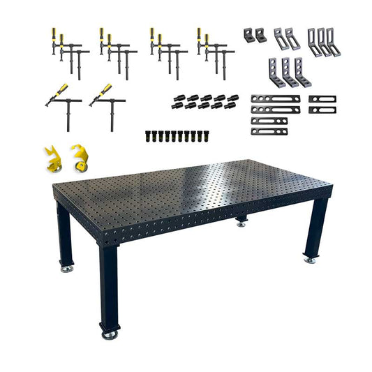 3D Schweißtisch PROFI D16 Plasmanitriert – 2000 × 1000 × 100 mm | 12 mm stark + 48-tlg. Werkzeugsatz