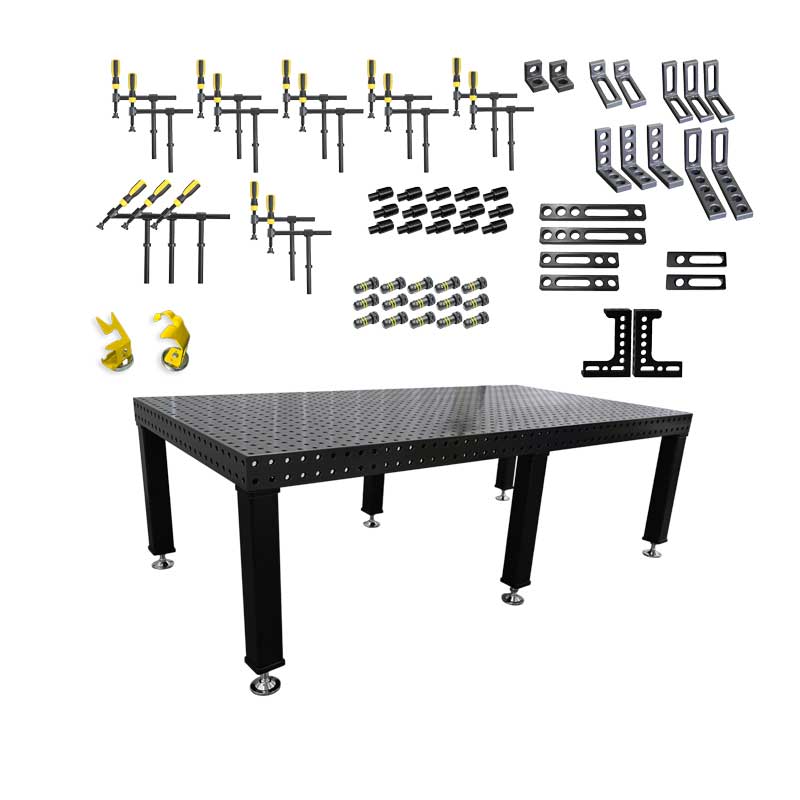 3D Schweißtisch PROFI D16 Plasmanitriert – 2400 × 1200 × 100 mm | 12 mm stark + 67-tlg. Werkzeugsatz