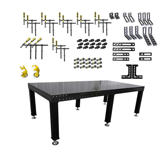 3D Schweißtisch PROFI D16 Plasmanitriert – 2400 × 1200 × 100 mm | 12 mm stark + 67-tlg. Werkzeugsatz