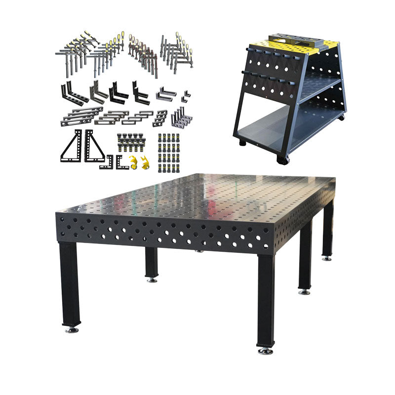 3D Schweißtisch PROFI Ø28 Plasmanitriert – 3000 × 1500 × 200 mm | 25 mm stark + 93-tlg. Werkzeugsatz + Werkzeugwagen D28