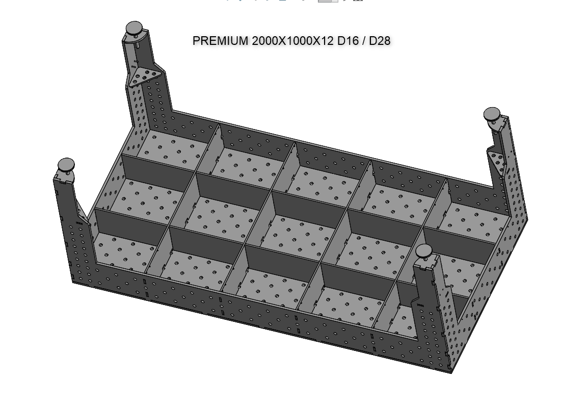 3D Schweißtisch PREMIUM D16 – 2000 × 1000 × 200 mm | 12 mm stark + 10-tlg. Verlängerungs- &amp; Spannwinkel-Set