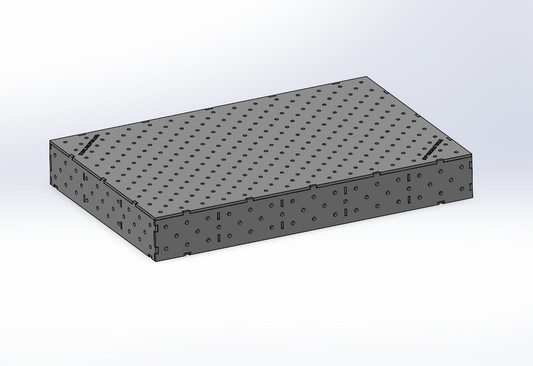 3D-Schweißtisch Work-Pro D16 1500 × 1000 × 200 mm mit 12-mm-Platte in Perspektivansicht