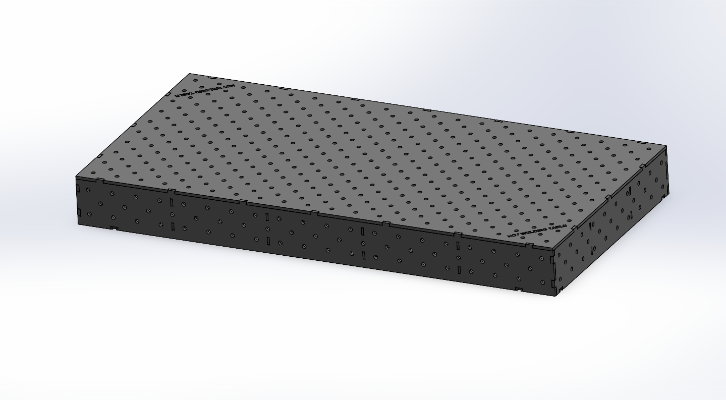 3D-Schweißtisch Work-Pro D16 2000 × 1000 × 200 mm mit 12-mm-Platte in Perspektivansicht