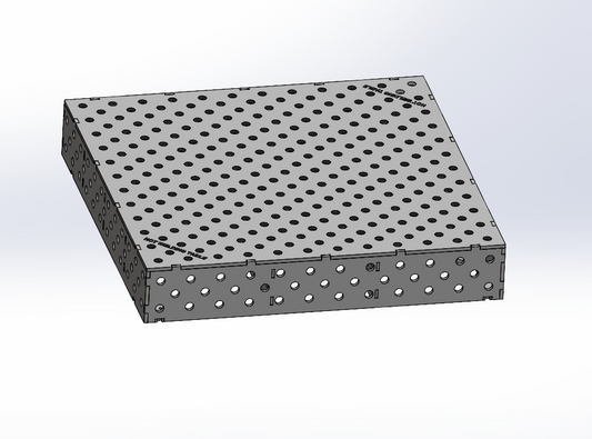 3D-Schweißtisch Work-Pro D28 1200 × 1200 × 200 mm mit 12-mm-Platte in Perspektivansicht