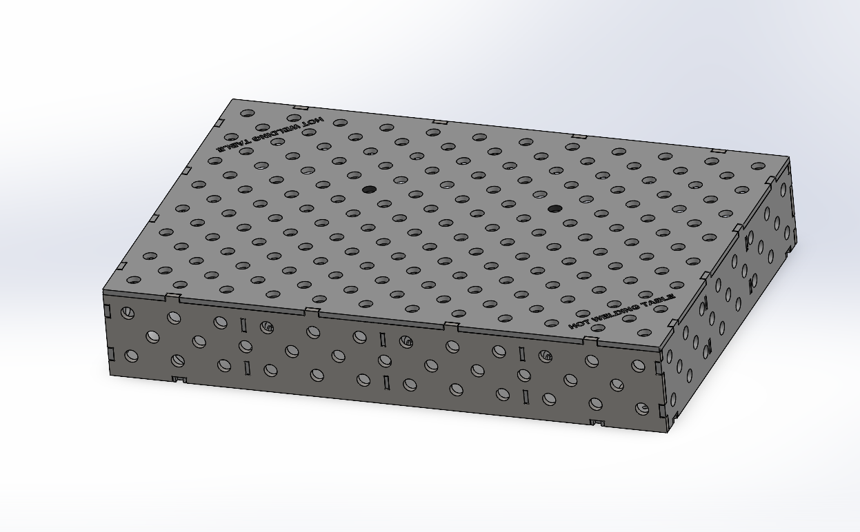 3D-Schweißtisch Work-Pro D28 1200 × 800 × 200 mm mit 12-mm-Platte in Perspektivansicht